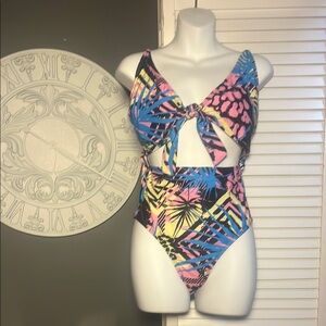 Colorful Tropical Print Swimsuit